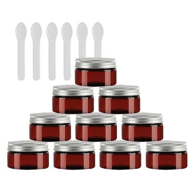 DLIBUY 24 Pieces Empty 100g Clear Plastic Cosmetic Jars with Clear Screw Lid Small 100ml Containers for Homemade Cosmetic Cream Salve Lip Balm Travel Storage Pot, 6x Spatula