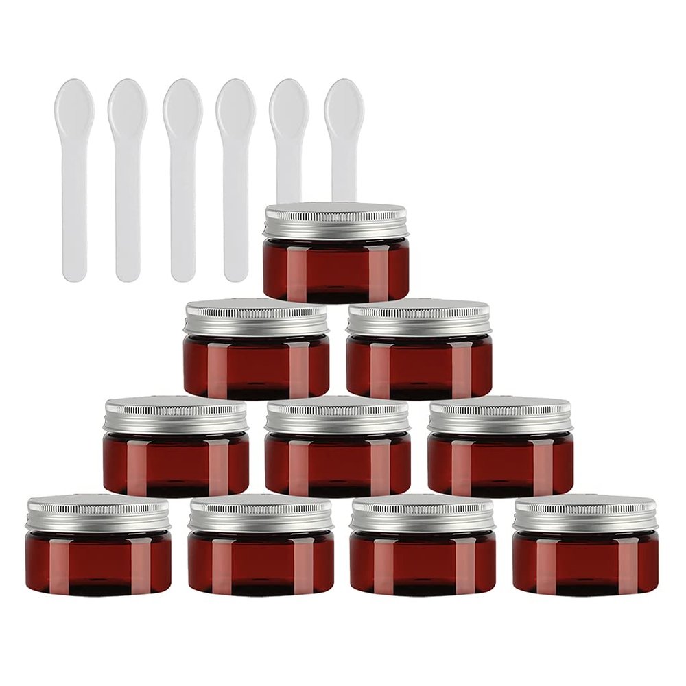 DLIBUY 24 Pieces Empty 100g Clear Plastic Cosmetic Jars with Clear Screw Lid Small 100ml Containers for Homemade Cosmetic Cream Salve Lip Balm Travel Storage Pot, 6x Spatula