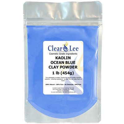 ClearLee Kaolin Ocean Blue Clay Cosmetic Grade Powder - 100% Pure Natural Powder - Great For Skin Detox, Rejuvenation, and More - Heal Damaged Skin - DIY Clay Face Mask (1 lb)