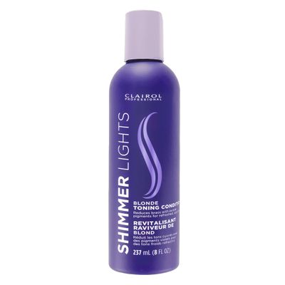 Clairol Professional Shimmer Lights Purple Conditioner, 8 fl. Oz Neutralizes Brass & Yellow Tones For Blonde, Silver, Gray & Highlighted Hair Packaging May Vary