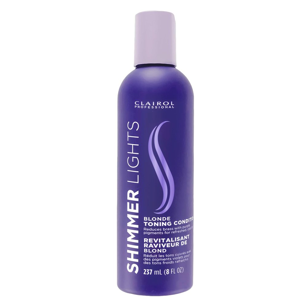 Clairol Professional Shimmer Lights Purple Conditioner, 8 fl. Oz Neutralizes Brass & Yellow Tones For Blonde, Silver, Gray & Highlighted Hair Packaging May Vary