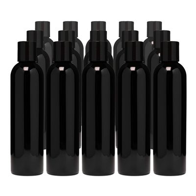 8oz Refillable Cosmo Bullet Bottles - Black with 24-410 Black Disc Cap (Set of 15)