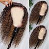 #1B/30 Highlight Curly HD Transaprent 13X6 Lace Front Wigs Human Hair Pre Plucked Bleached Knots 180% Density Deep Wave Lace Front Human Hair Wigs With Natural Hair Line For Black Woman 16Inch view 1