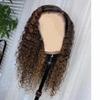 #1B/30 Highlight Curly HD Transaprent 13X6 Lace Front Wigs Human Hair Pre Plucked Bleached Knots 180% Density Deep Wave Lace Front Human Hair Wigs With Natural Hair Line For Black Woman 16Inch view 3