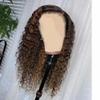 #1B/30 Highlight Curly HD Transaprent 13X6 Lace Front Wigs Human Hair Pre Plucked Bleached Knots 180% Density Deep Wave Lace Front Human Hair Wigs With Natural Hair Line For Black Woman 16Inch view 4