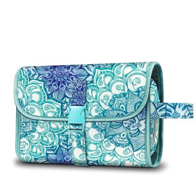 Fintie Portable Toiletry Cosmetic Travel Bag, Large Water Resistant Hanging Makeup Organizer Storage Pouch Case for Women Girls (Emerald Illusions)