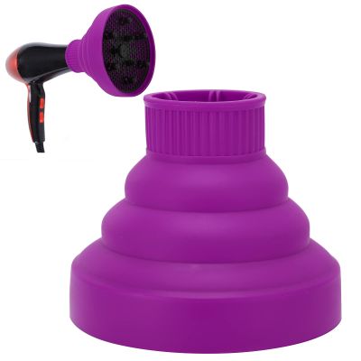 Collapsible Diffuser for Hair Dryer, Silicone Diffuser Attachment Lightweight Foldable Portable Hair Salon Tools Fit for Most of Blow Dryers, Home and Travel (Purple)