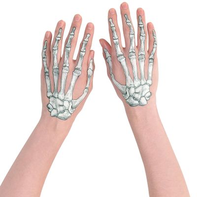 Skeleton Romance Hand Tattoo for Adults - 1 Piece, Realistic Design - Perfect for Costumes, Events, and Parties