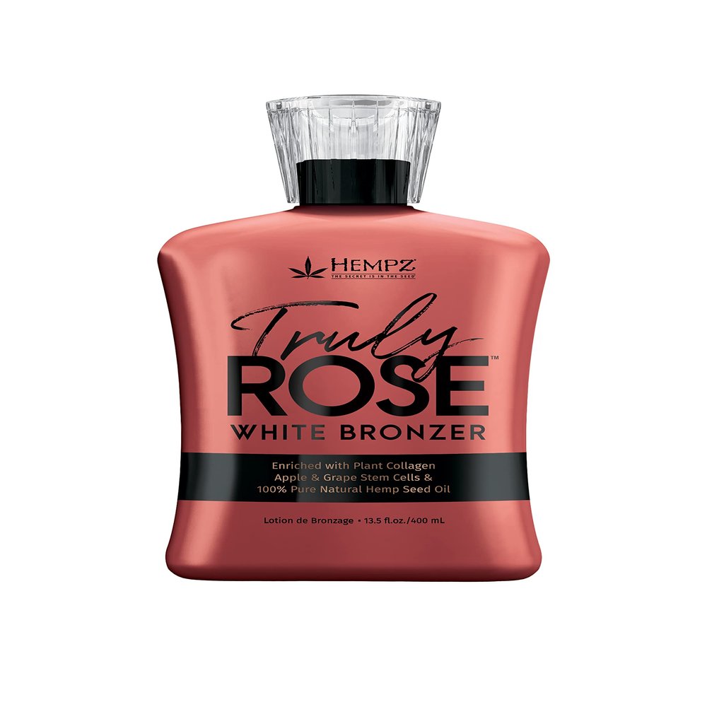 HEMPZ Truly Rose White Bronzer - Herbal Moisturizing Self Tanning Lotion for Tanning Beds, Beach, Sun 13.5 Fl OZ