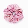 Embellished Sparkly Pink Crystal Scrunchie Hair Tie Ponytail Holder Accessory for Women view 1