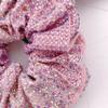 Embellished Sparkly Pink Crystal Scrunchie Hair Tie Ponytail Holder Accessory for Women view 3