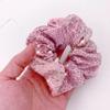 Embellished Sparkly Pink Crystal Scrunchie Hair Tie Ponytail Holder Accessory for Women view 4