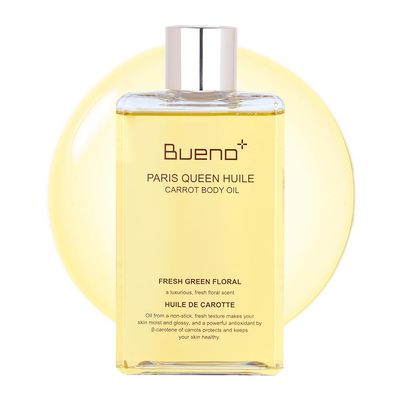 Bueno+ PARIS QUEEN HUILE CARROT BODY OIL | Hydrates & Protects Skin with Carrot Extract, Beta-Carotene | Protective Nutrition Supply Moisturizing Elasticity Dry Moisture | 6.7 Fl Oz