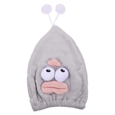 Beaupretty Rapid Drying Towel Microfiber Hair Drying Caps Ultra Absorbent Fast Drying Hair Turban Wrap Towels Cartoon Shower Cap for Girls and Women (Grey) Rapid Drying Hair Towel