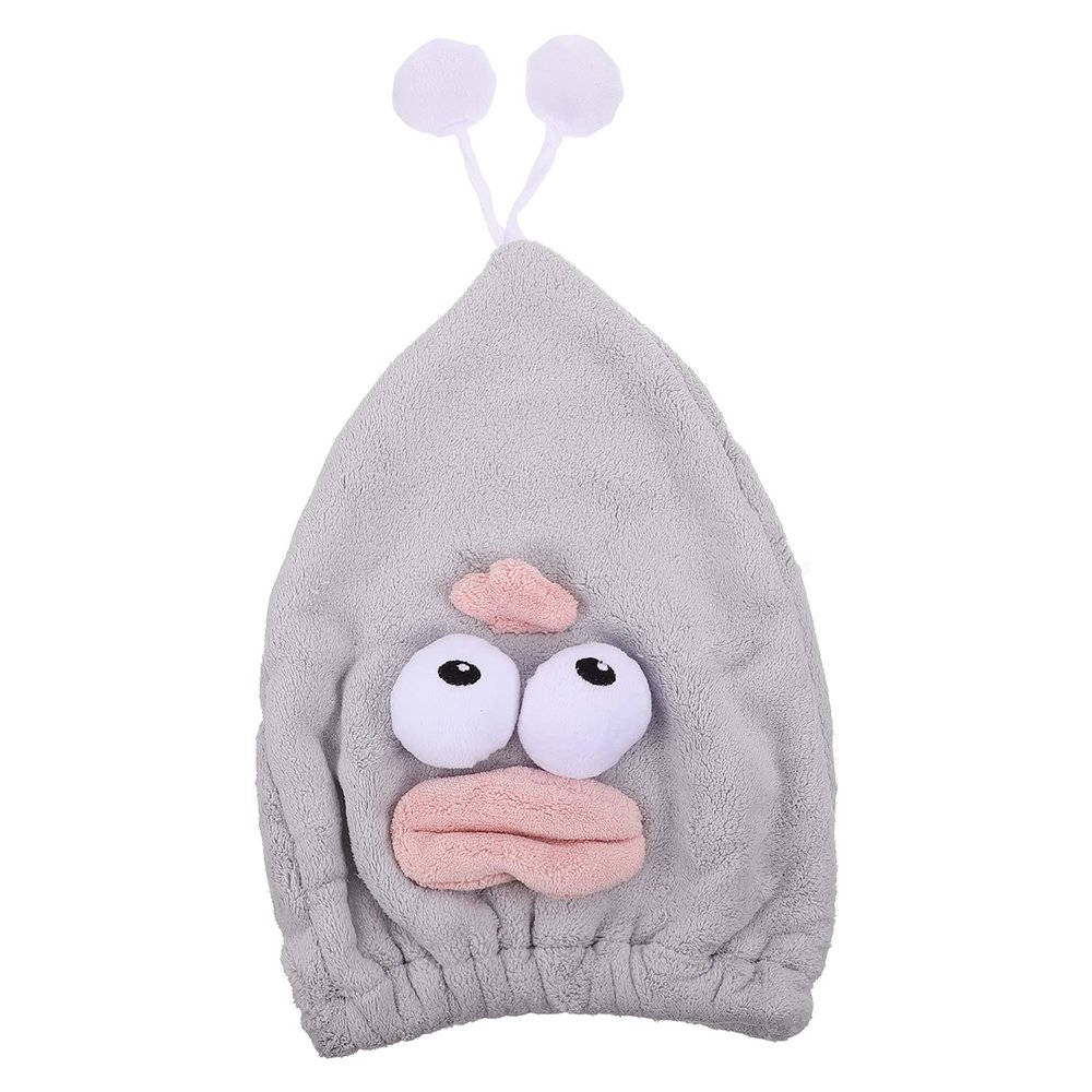 Beaupretty Rapid Drying Towel Microfiber Hair Drying Caps Ultra Absorbent Fast Drying Hair Turban Wrap Towels Cartoon Shower Cap for Girls and Women (Grey) Rapid Drying Hair Towel