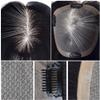 Hand Made Human Hair Crown Topper Hair Piece Clip in Large Silk Base Hair Toppers for Women with Thinning Hair, 16" Chestnut Brown view 3