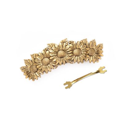 Amaxer Viking Gold Silver Barrettes for Women Girls Celtic Hair Clips for Thick Thin Hair Vintage French Hair Clips Hair Styling Accessories(Antique Gold-Sunflower)