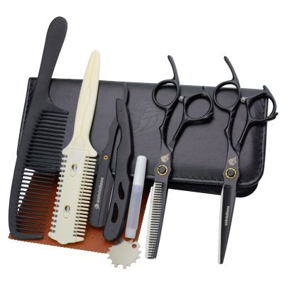 9pcs Hair Cutting Scissors Kit Razor Gift Professional Hairdressing Scissors Hair Cut Cutting Shears Thinning Scissor Hair Styling Texturizing