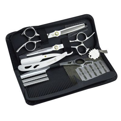 10pcs Hair Cutting Scissors Kit Professional Haircutting Kit for Home & Salon Razor Barber Scissors Set Texturizing Scissors