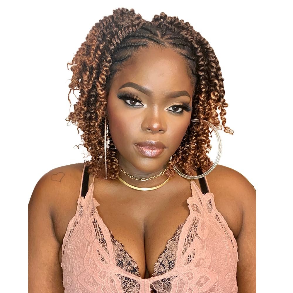 8 Packs Passion Twist Hair 6 Inch Pre-twisted Passion Twist Crochet Hair Pre-looped Crochet Braids Hair for Women Passion Twists Braiding Hair Synthetic Hair Extensions