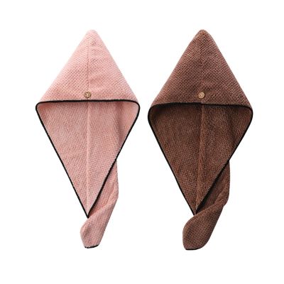 ABBBHHJL Dry Hair Washing Cap Hat Cap 2 Pack Microfiber Hair Towel Wrap Turban for Women Girls, Absorbent Quick Dry Bath Hair Cap with Buttons,Fast Drying Towels Dry Cap for Hair (Color : Pink+Brown)