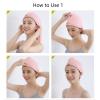 ABBBHHJL Dry Hair Washing Cap Hat Cap 2 Pack Microfiber Hair Towel Wrap Turban for Women Girls, Absorbent Quick Dry Bath Hair Cap with Buttons,Fast Drying Towels Dry Cap for Hair (Color : White+Pink) view 3