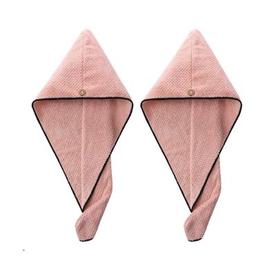 ABBBHHJL Dry Hair Washing Cap Hat Cap 2 Pack Microfiber Hair Towel Wrap Turban for Women Girls, Absorbent Quick Dry Bath Hair Cap with Buttons,Fast Drying Towels Dry Cap for Hair (Color : Pink+Pink)