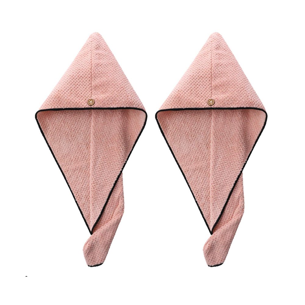 ABBBHHJL Dry Hair Washing Cap Hat Cap 2 Pack Microfiber Hair Towel Wrap Turban for Women Girls, Absorbent Quick Dry Bath Hair Cap with Buttons,Fast Drying Towels Dry Cap for Hair (Color : Pink+Pink)
