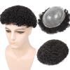 12MM Man Weave Hair Unit Black Men Afro Curly Toupee Full Poly Skin Pu Mens Toupee Human Hair System for Men Hair Piece view 1