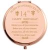 2009 14th Birthday Gifts for Girl Daughter Classmate Friend Stainless Steel Rose Gold Compact Pocket Travel Makeup Mirror 14 Years Old Inspiration Gift Behind You All Your Mermories with Gift Box view 1
