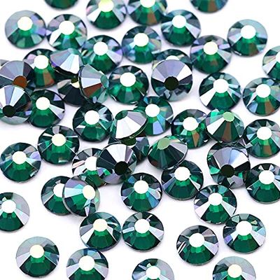 NVTHINH QIAO Boutique Light Siam AB Non hotfix Rhinestone Flatback Crystals Glue On Glass Rhinestones (Color: Malachite Green AB, Size: SS16-1440Pcs)