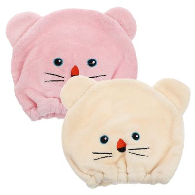 2pcs Coral Fleece Dry Hair Hat Hair Drying Towel Coral Fleece Hair Towel Microfiber Towels Rapid Drying Towel for Hair Head Towel Cap Hair Dry Towel Hair Towel Hat Curls