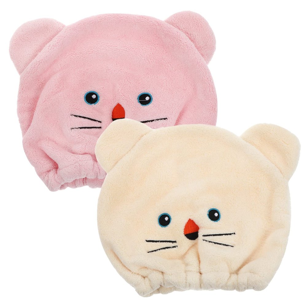 2pcs Coral Fleece Dry Hair Hat Hair Drying Towel Coral Fleece Hair Towel Microfiber Towels Rapid Drying Towel for Hair Head Towel Cap Hair Dry Towel Hair Towel Hat Curls