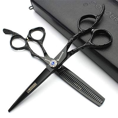 Hair Cutting Scissors, Japan 7or6or5.5 Inch Professional Hairdressing Scissors Set Hair Cutting thinning Barber Shears set Salon BY ZZYY (Color : Gold)