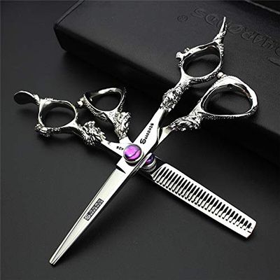 Hair Cutting Scissors, Japan 7or6or5.5 Inch Professional Hairdressing Scissors Set Hair Cutting thinning Barber Shears set Salon BY ZZYY (Color : 5.5inch2PCSsilvery)