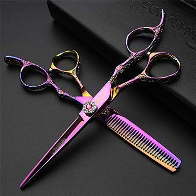 Hair Cutting Scissors, Japan 7or6or5.5 Inch Professional Hairdressing Scissors Set Hair Cutting thinning Barber Shears set Salon BY ZZYY (Color : Silver)