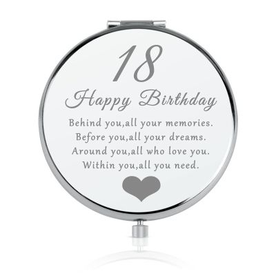 18th Birthday Gift for 18 Years Old Girls, Happy 18th Birthday Gift for Sister Niece Daughter Bestie, Folding Makeup Mirror for Her, Present Idea for Girls Turning 18 Years Old, 18th Bday Gift for Her