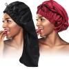 2PCS Satin Hair Braid Bonnet, Foldable Extra Long Bonnet for Braids with Button, Single Layer Sleep Cap, Soft Hair Sleeping Bonnet Cap for Black Women view 1