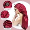 2PCS Satin Hair Braid Bonnet, Foldable Extra Long Bonnet for Braids with Button, Single Layer Sleep Cap, Soft Hair Sleeping Bonnet Cap for Black Women view 2