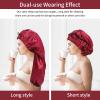 2PCS Satin Hair Braid Bonnet, Foldable Extra Long Bonnet for Braids with Button, Single Layer Sleep Cap, Soft Hair Sleeping Bonnet Cap for Black Women view 4