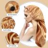2PCS Satin Hair Braid Bonnet, Extra Long Foldable Bonnet with Button, Single Layer Sleep Cap for Black Women & Dreadlocks (Black+Khaki) view 2