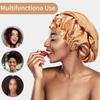 2PCS Satin Hair Braid Bonnet, Extra Long Foldable Bonnet with Button, Single Layer Sleep Cap for Black Women & Dreadlocks (Black+Khaki) view 3
