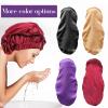 2PCS Satin Hair Braid Bonnet, Extra Long Foldable Bonnet with Button, Single Layer Sleep Cap for Black Women & Dreadlocks (Black+Khaki) view 4