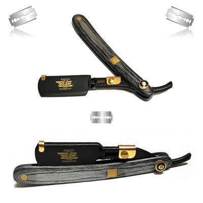 Black and Gold Straight Edge Hair Shaving Razor with Full Double Edge Blade Holder  Professional Barber Beauty Salon All Purpose Durable Shaving Razor  Cut Throat Folding Blade
