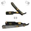 Black and Gold Straight Edge Hair Shaving Razor with Full Double Edge Blade Holder  Professional Barber Beauty Salon All Purpose Durable Shaving Razor  Cut Throat Folding Blade view 1