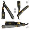 Black and Gold Straight Edge Hair Shaving Razor with Full Double Edge Blade Holder  Professional Barber Beauty Salon All Purpose Durable Shaving Razor  Cut Throat Folding Blade view 3