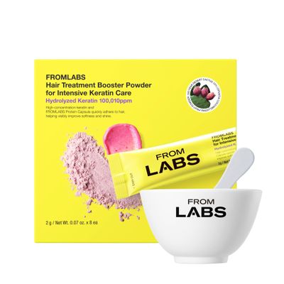 FROMLABS Hair Treatment Booster Powder for Intensive Keratin Care, Mix with FROMLABS Protein Capsule Hair Repair Treatment, For Damaged, Bleached & Frizzy Hair, 2g*8 SingleUse Packets(Powder only)