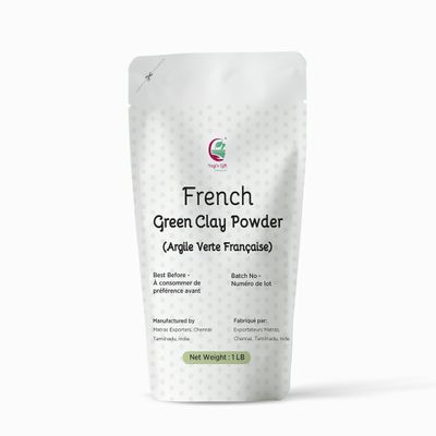 French Green Clay Powder 1lb | Deep Facial Cleanser | Skin Softening Face Mask | Natural Detoxifying Mask | Argile Verte | By Yogi's Gift