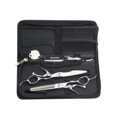 6" 440C barber hair scissors hairdressing thinning haircut scisors japan hairdresser SUS razor gift hot shears salon hairstylist (Color : 6137-Kit)