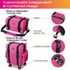 BYOOTIQUE 2 in1 Soft Sided Rolling Makeup Case Unseasonable Bright Cosmetic Train Case with Wheels and Removable Organizer, Deep Pink view 3